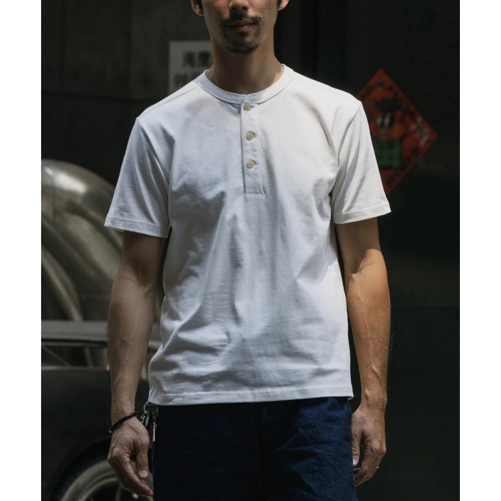 BRONSON MFG. 10.6 oz Cotton Short Sleeve Henley T-Shirt S USA SHIP